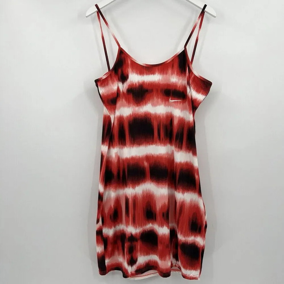 Nike Red Black White Tie Dye Mini Dress Sleeveless Active Wear Plus Size XXL NWT - Picture 1 of 8